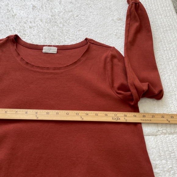 T.la Anthropologie Pullover Sweater Women's M Burnt Orange Crew Neck Stretch - Picture 9 of 11
